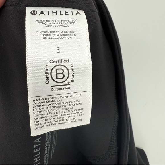 Athleta Elation Rib Trim 7/8 Tight in Black Grey Rib Size L - Picture 10 of 16